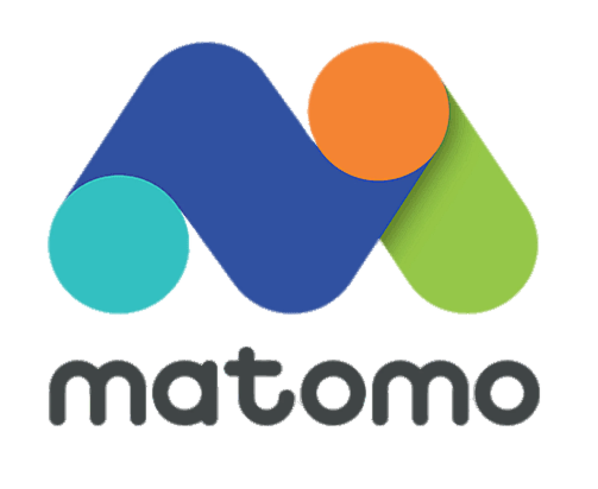 Logo van Matomo met kleurrijke abstracte vormen.