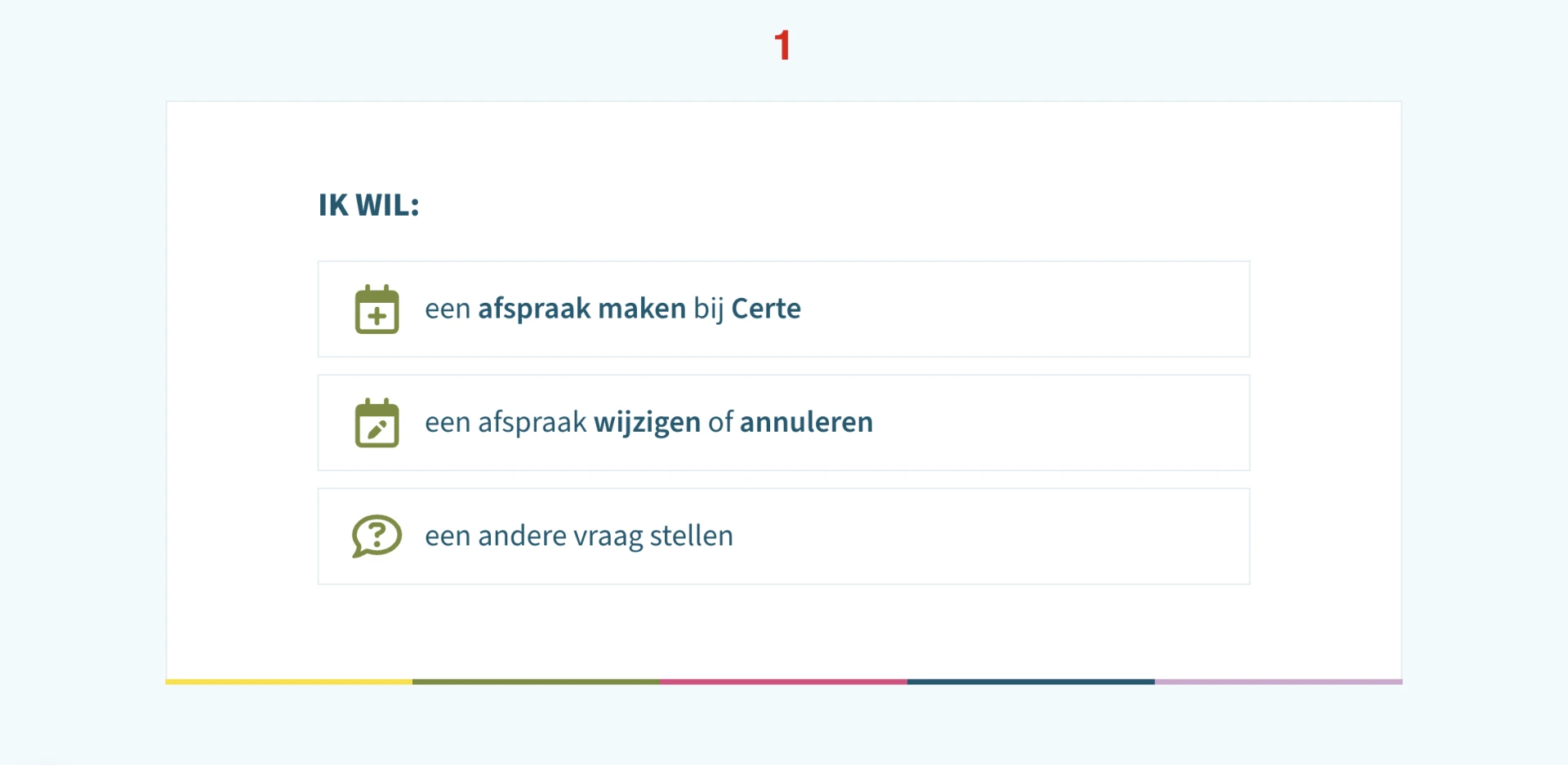 Opties voor het maken, wijzigen of annuleren van een afspraak bij Carin.